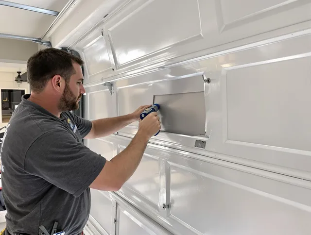 Garage door panel repair by Pomona Garage Door Repair in Pomona